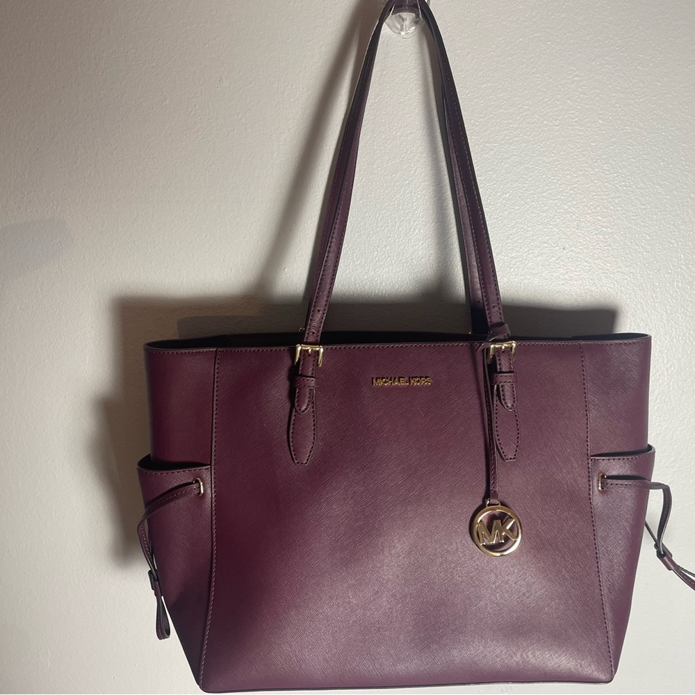 Michael Kors Purple Structured Tote with Gold Charm